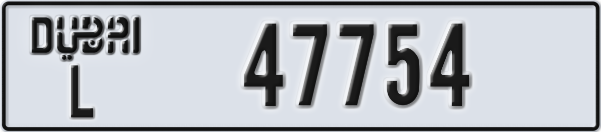 dubai License Plate Number 47754 Code L