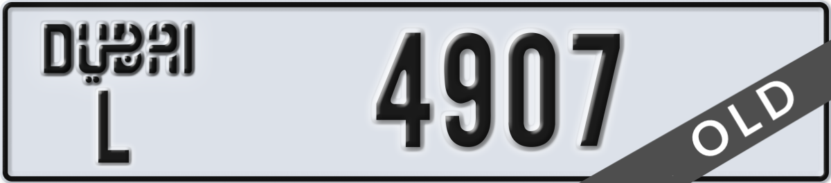 dubai License Plate Number 4907 Code L