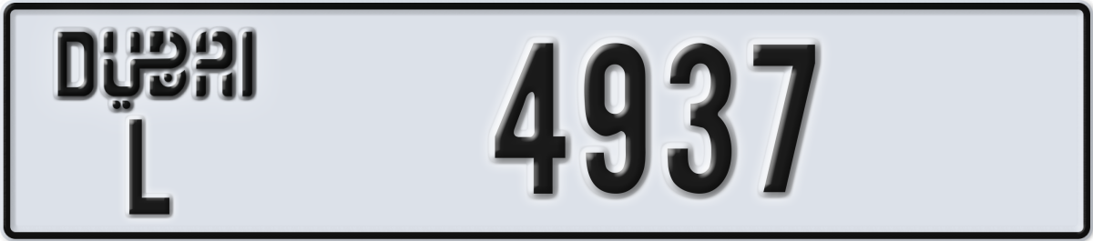 dubai License Plate Number 4937 Code L