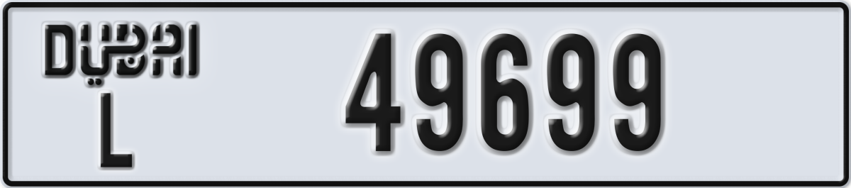 dubai License Plate Number 49699 Code L