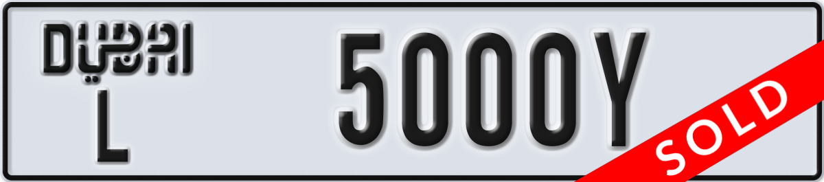 dubai License Plate Number 5000Y Code L