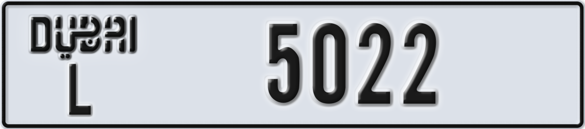 dubai License Plate Number 5022 Code L