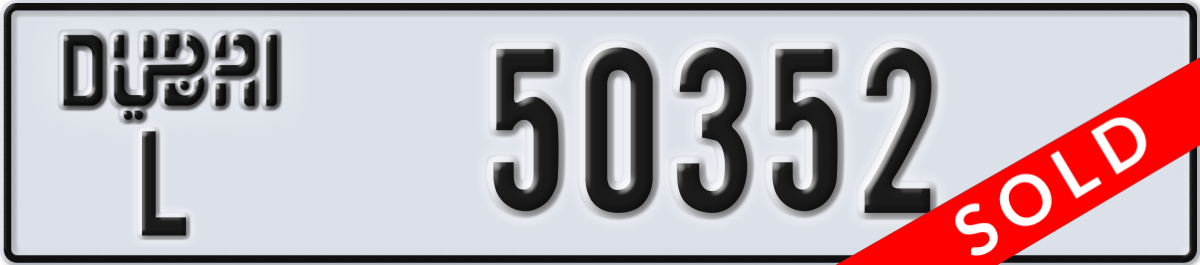 dubai License Plate Number 50352 Code L