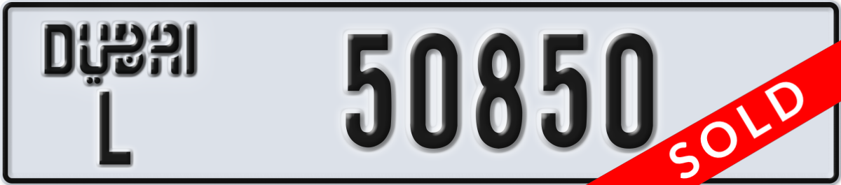 dubai License Plate Number 50850 Code L