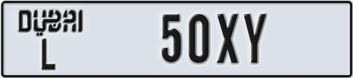 dubai License Plate Number 50XY Code L