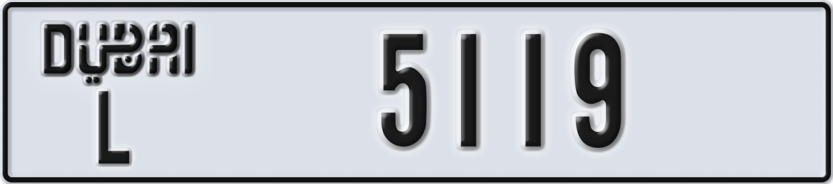 dubai License Plate Number 5119 Code L