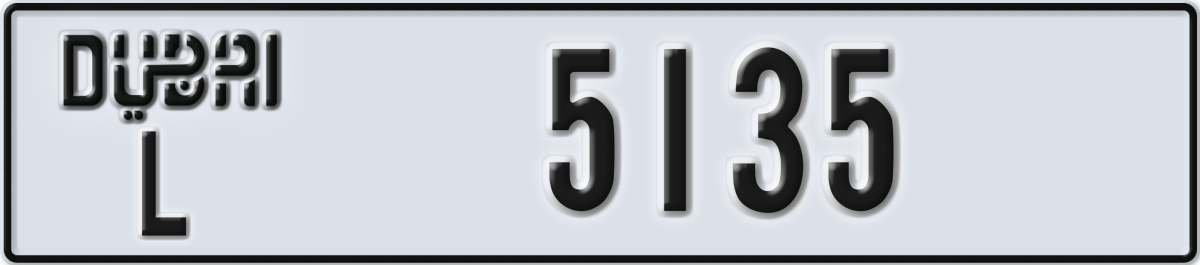 dubai License Plate Number 5135 Code L