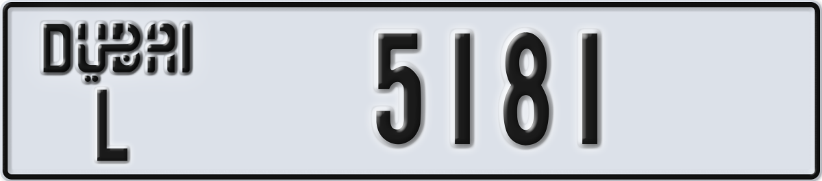 dubai License Plate Number 5181 Code L