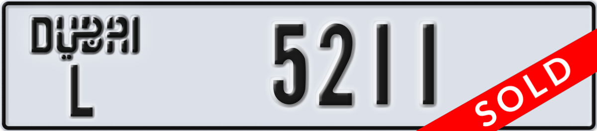 dubai License Plate Number 5211 Code L