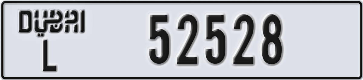 dubai License Plate Number 52528 Code L