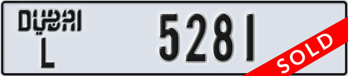 dubai License Plate Number 5281 Code L