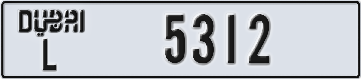 dubai License Plate Number 5312 Code L