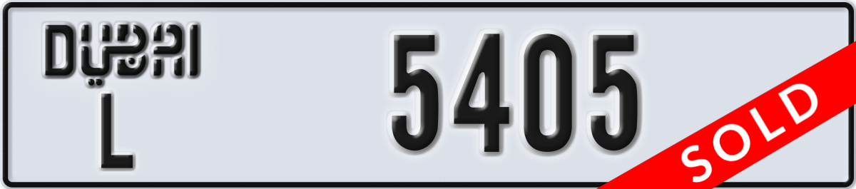 dubai License Plate Number 5405 Code L