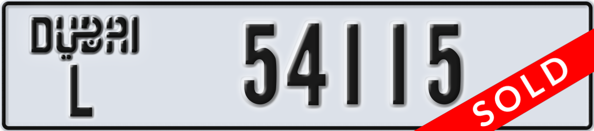 dubai License Plate Number 54115 Code L