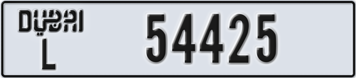 dubai License Plate Number 54425 Code L