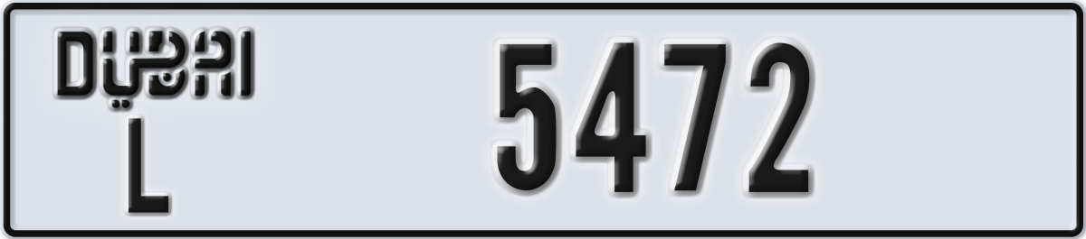 dubai License Plate Number 5472 Code L