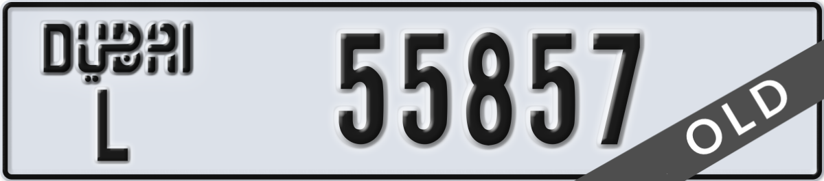 dubai License Plate Number 55857 Code L