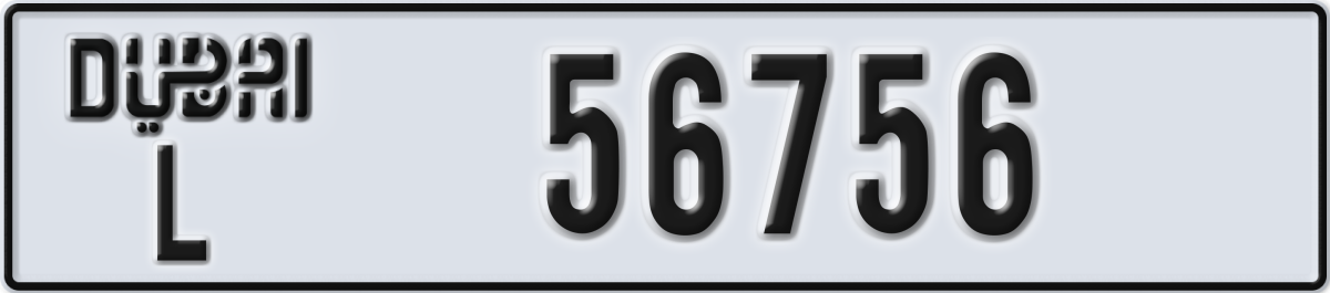 dubai License Plate Number 56756 Code L