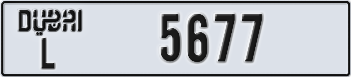 dubai License Plate Number 5677 Code L