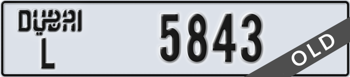 dubai License Plate Number 5843 Code L