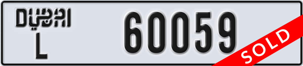 dubai License Plate Number 60059 Code L