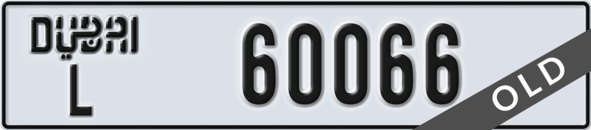 dubai License Plate Number 60066 Code L