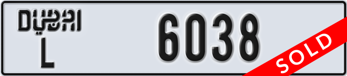 dubai License Plate Number 6038 Code L
