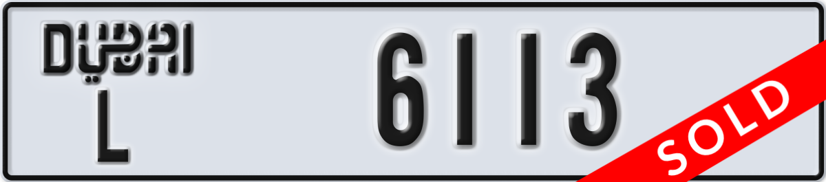 dubai License Plate Number 6113 Code L