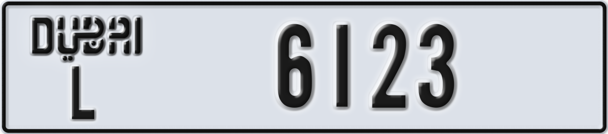 dubai License Plate Number 6123 Code L