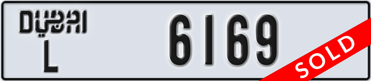 dubai License Plate Number 6169 Code L