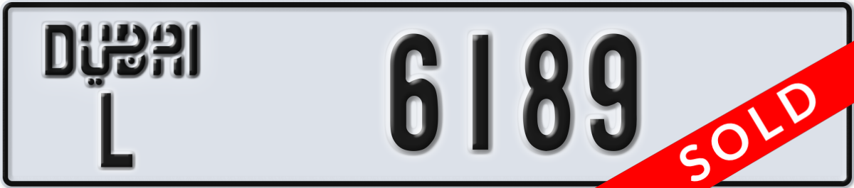 dubai License Plate Number 6189 Code L