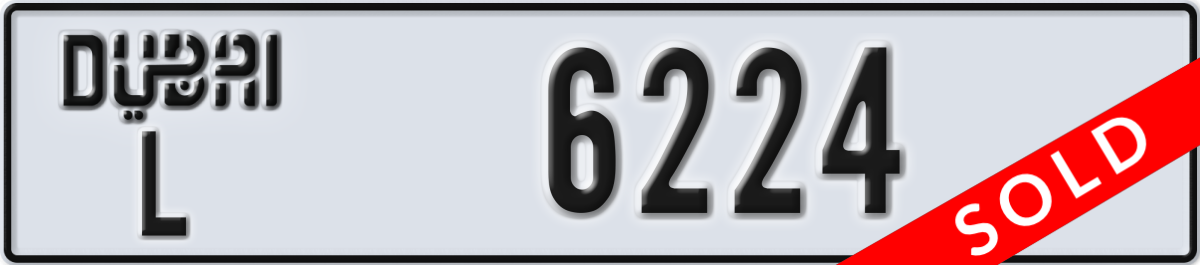 dubai License Plate Number 6224 Code L