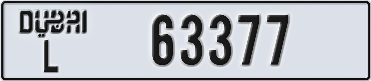 dubai License Plate Number 63377 Code L