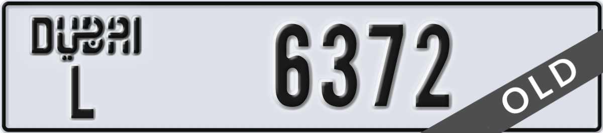 dubai License Plate Number 6372 Code L