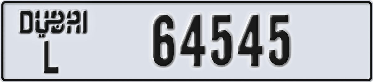 dubai License Plate Number 64545 Code L
