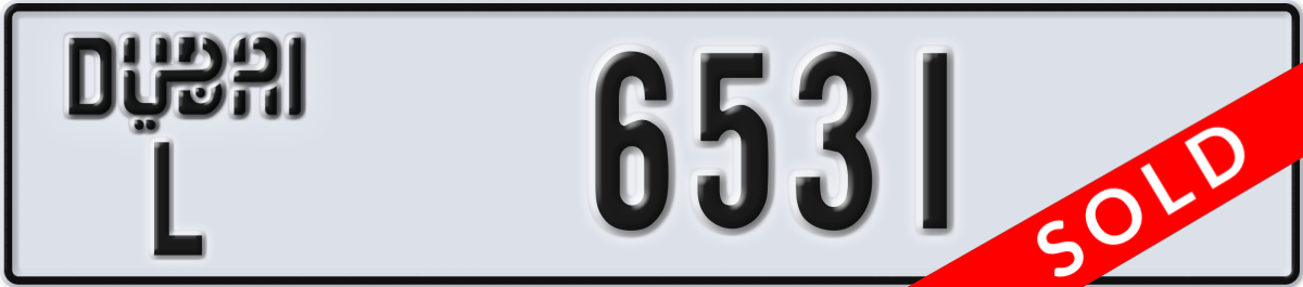 dubai License Plate Number 6531 Code L