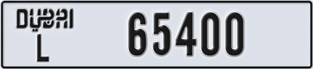 dubai License Plate Number 65400 Code L