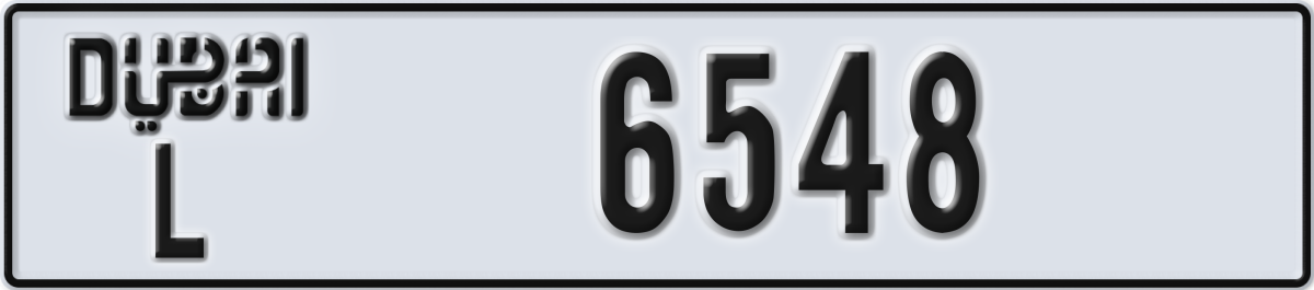 dubai License Plate Number 6548 Code L