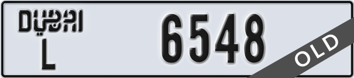 dubai License Plate Number 6548 Code L