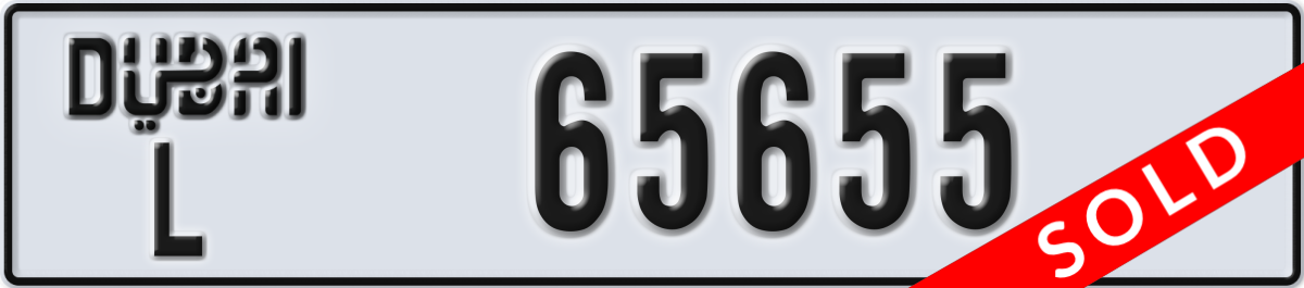 dubai License Plate Number 65655 Code L