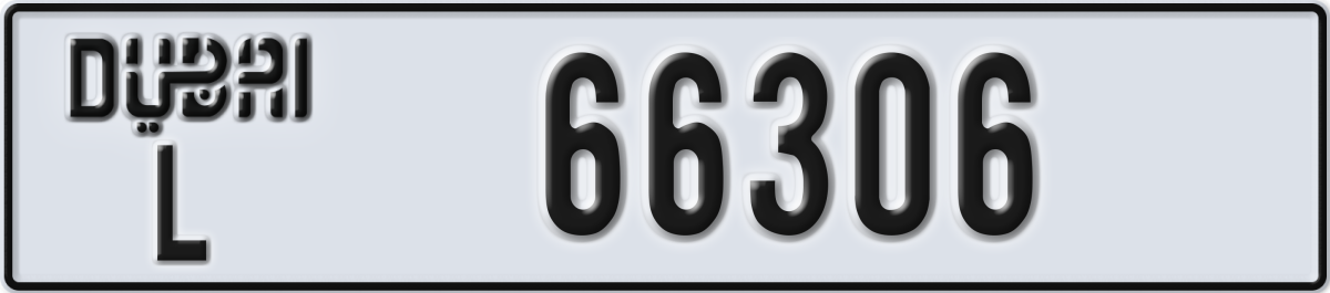 dubai License Plate Number 66306 Code L