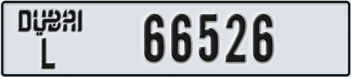 dubai License Plate Number 66526 Code L