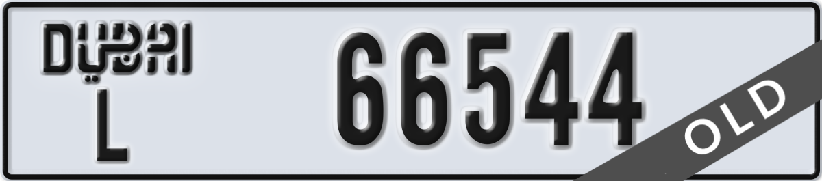 dubai License Plate Number 66544 Code L
