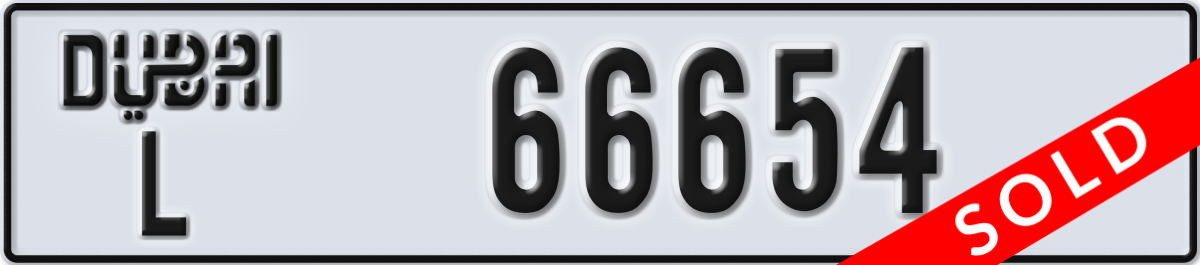dubai License Plate Number 66654 Code L