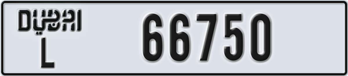 dubai License Plate Number 66750 Code L