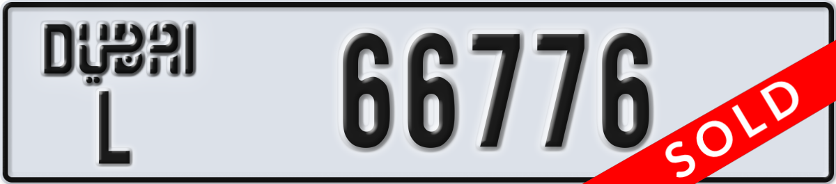 dubai License Plate Number 66776 Code L