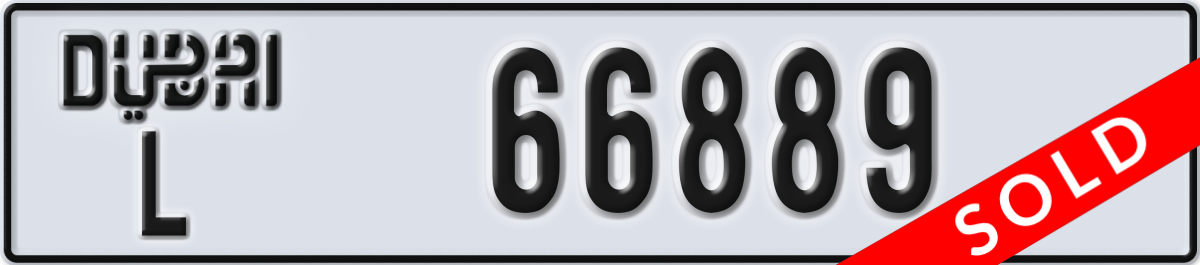 dubai License Plate Number 66889 Code L
