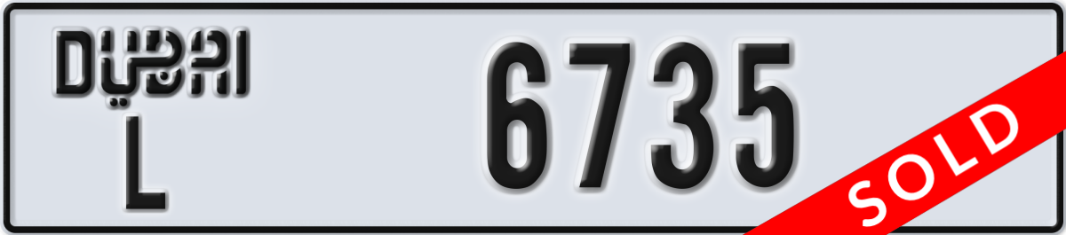 dubai License Plate Number 6735 Code L