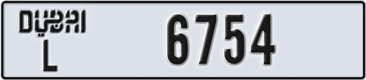 dubai License Plate Number 6754 Code L