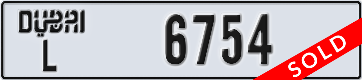 dubai License Plate Number 6754 Code L